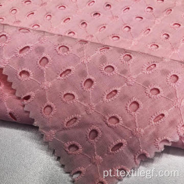 Tecido de algodão bordado rosa